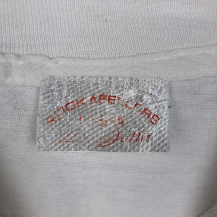 90'S ROCKAFELLERS Print T-Shirt, Made in USA, Men's XL equivalent, Vintage cotton white type Vintage Second Hand