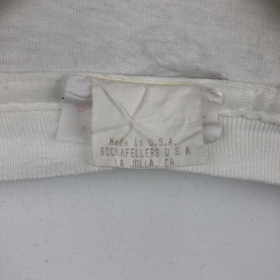 90'S ROCKAFELLERS Print T-Shirt, Made in USA, Men's XL equivalent, Vintage cotton white type Vintage Second Hand