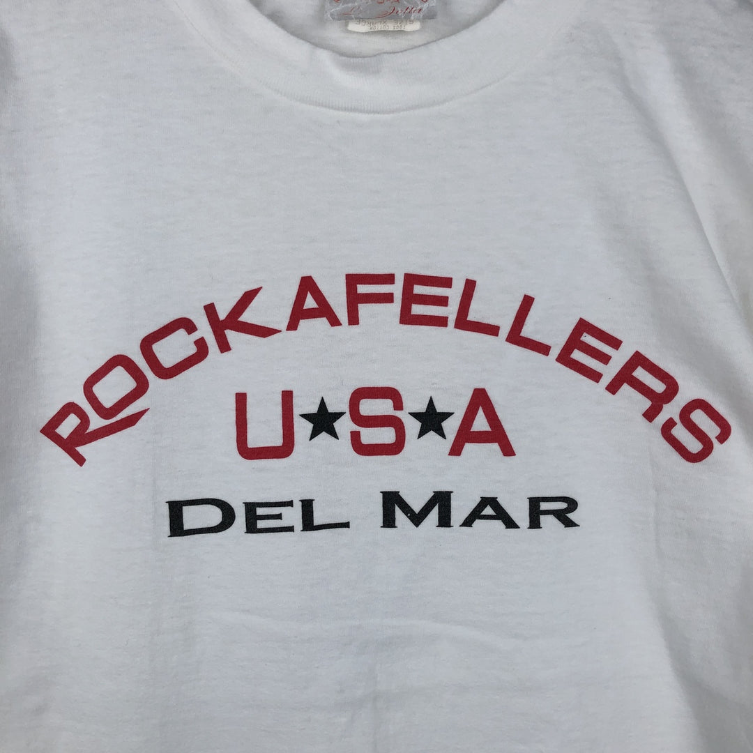 90'S ROCKAFELLERS Print T-Shirt, Made in USA, Men's XL equivalent, Vintage cotton white type Vintage Second Hand