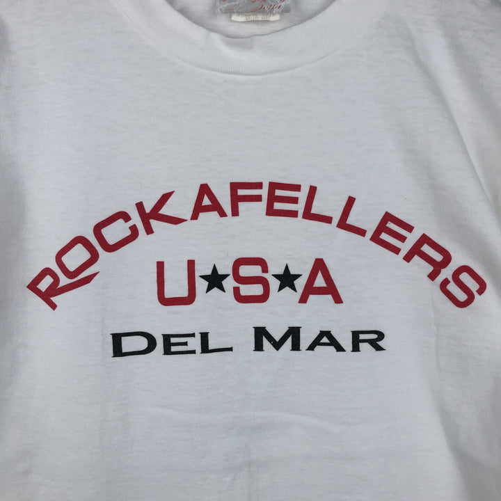 90'S ROCKAFELLERS Print T-Shirt, Made in USA, Men's XL equivalent, Vintage cotton white type Vintage Second Hand