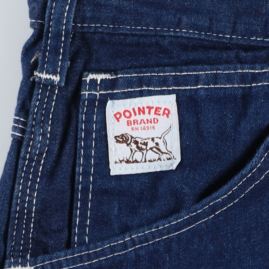 Dark navy, oversized Pointer denim painter pants, made in the USA, men's size W39 equivalent, vintage. polyester navy blue type Vintage Second Hand