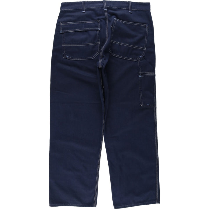 ~1980'S Sears Bat-Dyed Denim Painter Pants, Men's W35 (approx.), Vintage unclear navy blue type Vintage Second Hand