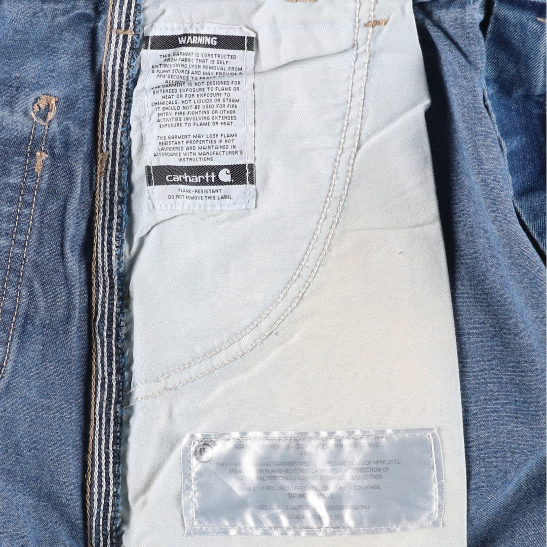 Carhartt FR Series Dungaree Fit Denim Painter Pants, Men's W36 (approx.) cotton blue type Vintage Second Hand