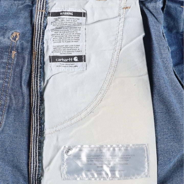 Carhartt FR Series Dungaree Fit Denim Painter Pants, Men's W36 (approx.) cotton blue type Vintage Second Hand