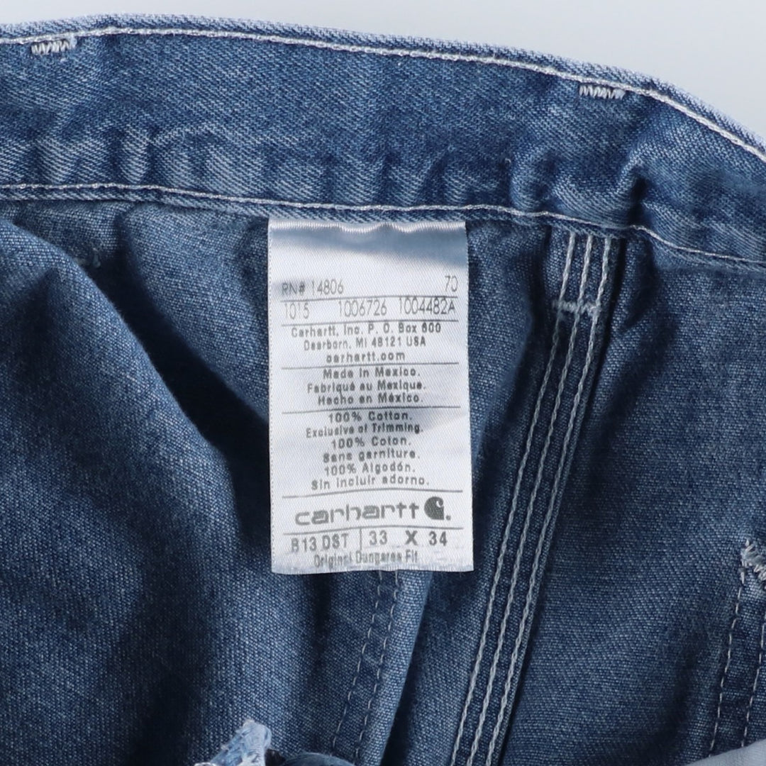 Carhartt Original Dungaree Fit Denim Painter Pants, Men's, W33 equivalent cotton blue type Vintage Second Hand