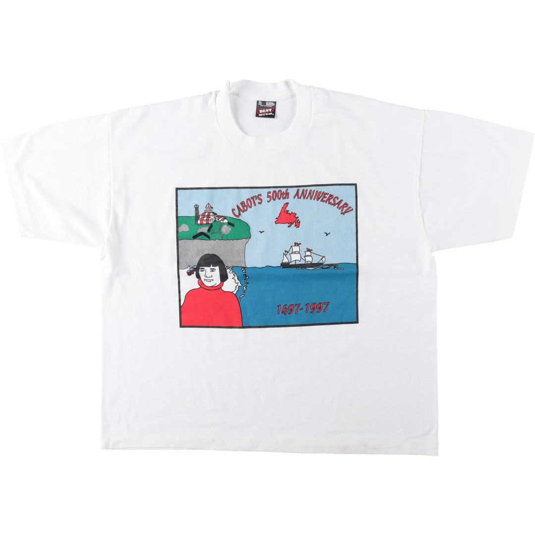 90'S Fruit of the Loom Best Printed T-shirt, Made in USA, Men's XL, Vintage cotton white type Vintage Second Hand