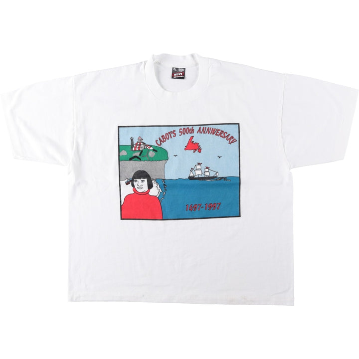 90'S Fruit of the Loom Best Printed T-shirt, Made in USA, Men's XL, Vintage cotton white type Vintage Second Hand