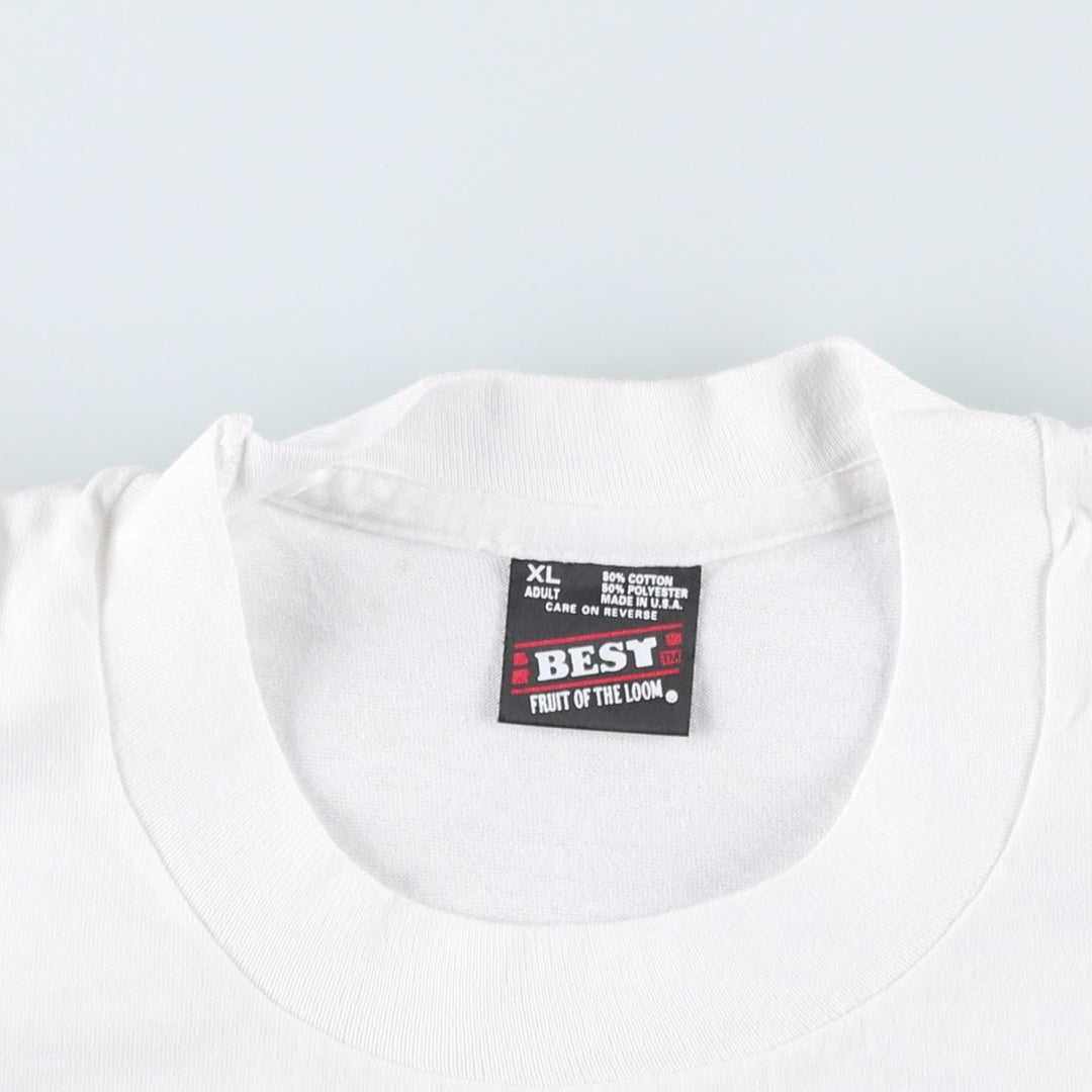 90'S Fruit of the Loom Best Printed T-shirt, Made in USA, Men's XL, Vintage cotton white type Vintage Second Hand