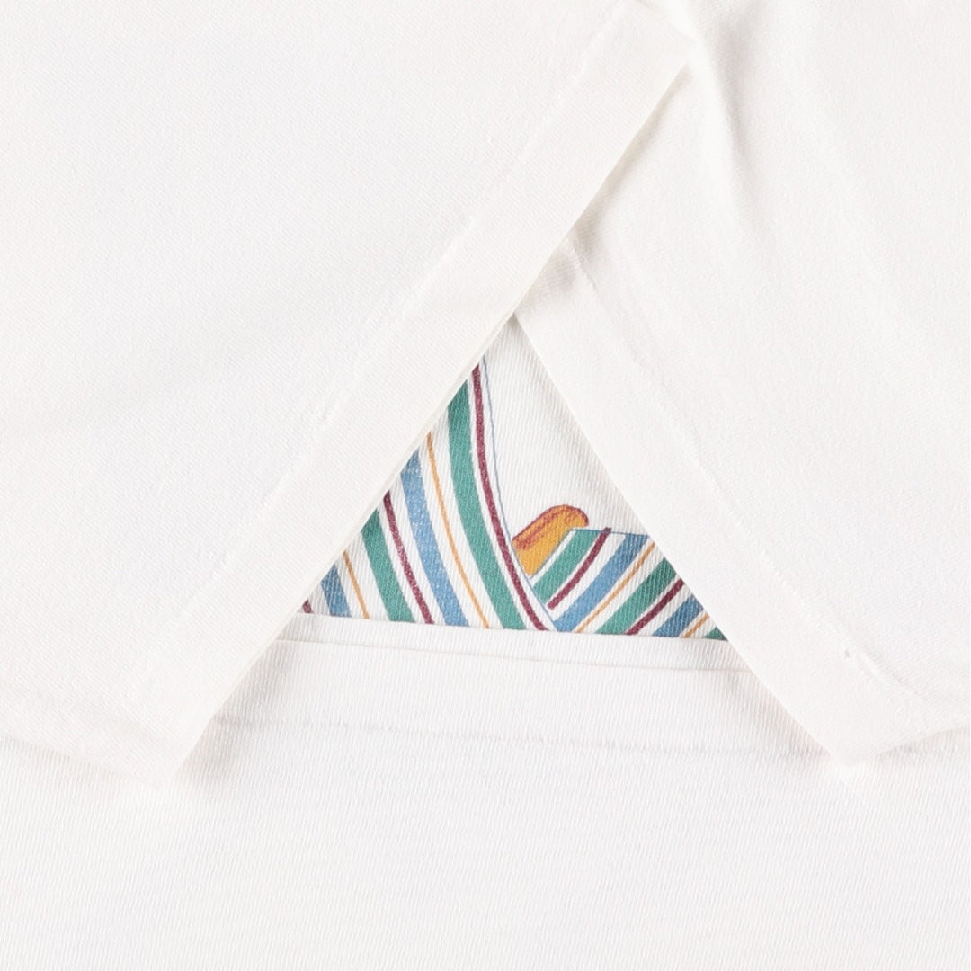 90'S ONEITA POWER-T Printed T-shirt Made in USA Men's L size Vintage cotton white type Vintage Second Hand