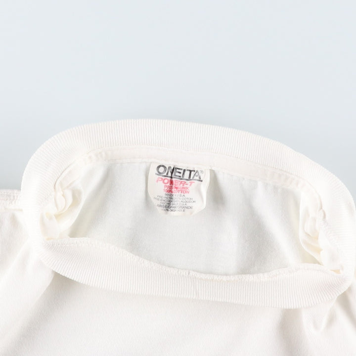 90'S ONEITA POWER-T Printed T-shirt Made in USA Men's L size Vintage cotton white type Vintage Second Hand