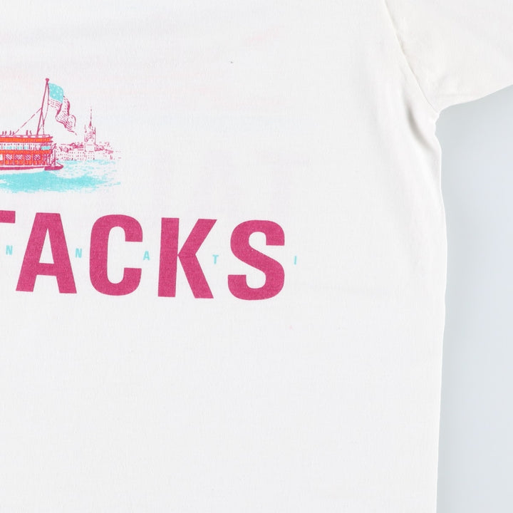 80'S Textile Prints Print T-Shirt, Made in USA, Men's XL equivalent, Double-sided print, Vintage cotton white type Vintage Second Hand