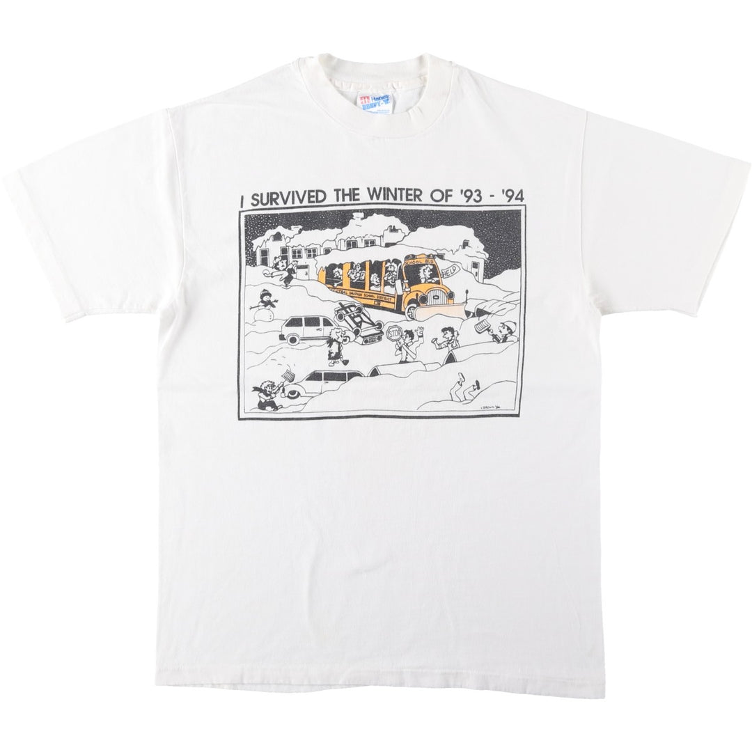 90'S Hanes BEEFY-T Printed T-shirt, Made in USA, Men's M, Vintage cotton white type Vintage Second Hand