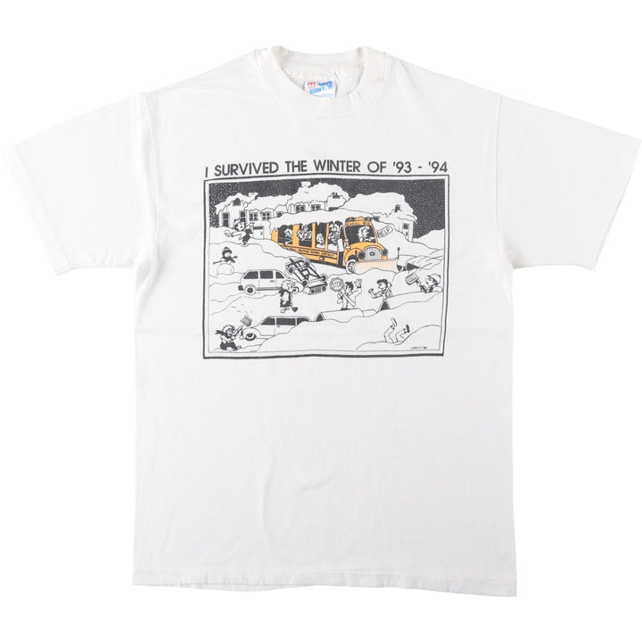 90'S Hanes BEEFY-T Printed T-shirt, Made in USA, Men's M, Vintage cotton white type Vintage Second Hand