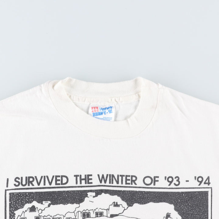 90'S Hanes BEEFY-T Printed T-shirt, Made in USA, Men's M, Vintage cotton white type Vintage Second Hand