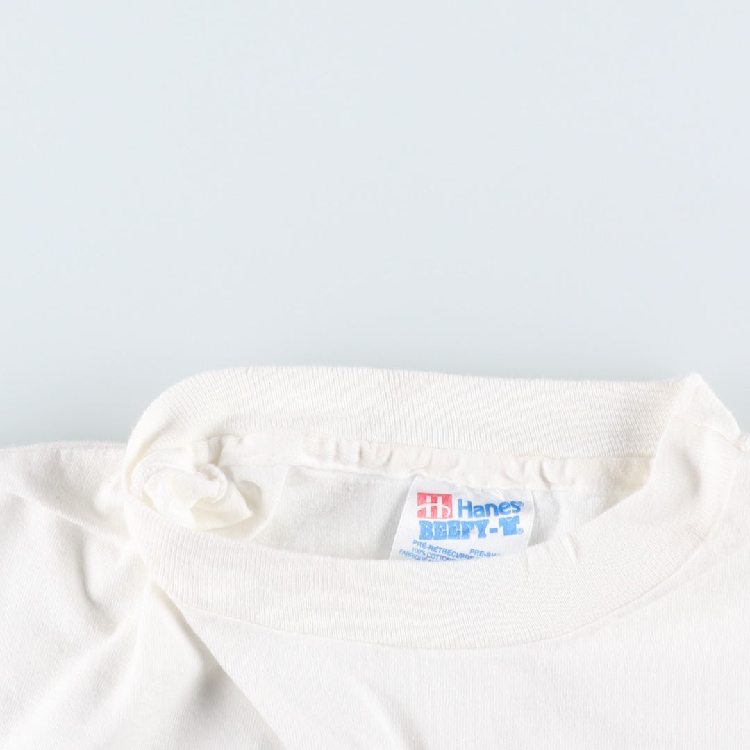 90'S Hanes BEEFY-T Printed T-shirt, Made in USA, Men's M, Vintage cotton white type Vintage Second Hand