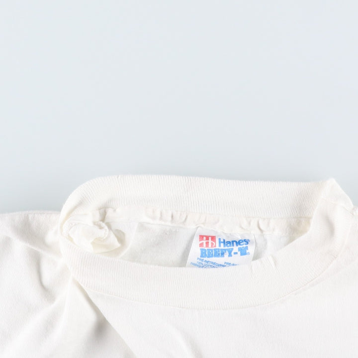 90'S Hanes BEEFY-T Printed T-shirt, Made in USA, Men's M, Vintage cotton white type Vintage Second Hand