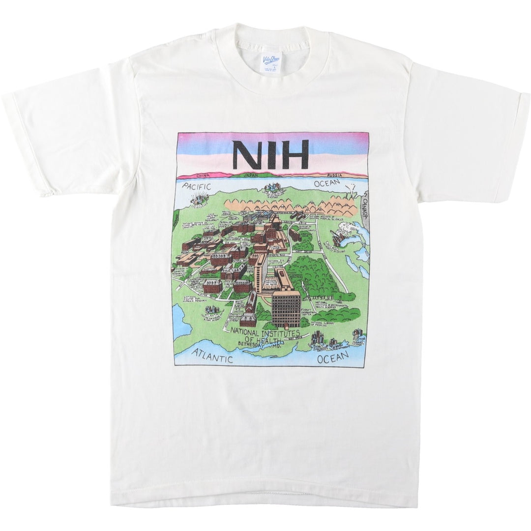 90'S Velva Sheen Print T-Shirt, Made in USA, Men's Size L (Equivalent), Vintage cotton white type Vintage Second Hand