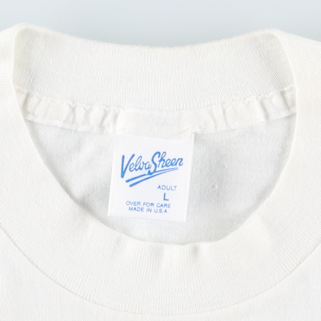 90'S Velva Sheen Print T-Shirt, Made in USA, Men's Size L (Equivalent), Vintage cotton white type Vintage Second Hand