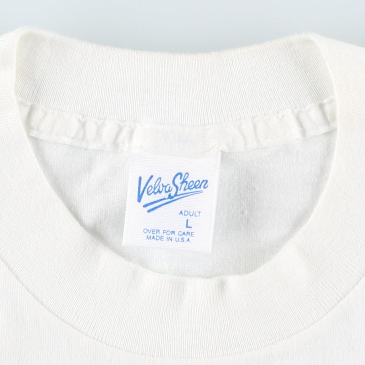 90'S Velva Sheen Print T-Shirt, Made in USA, Men's Size L (Equivalent), Vintage cotton white type Vintage Second Hand
