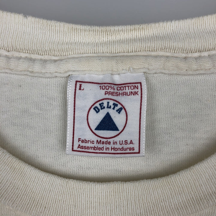 Vintage 90'S Delta DELTA Printed T-shirt, Made in USA, Men's L size cotton unbleached Vintage Second Hand