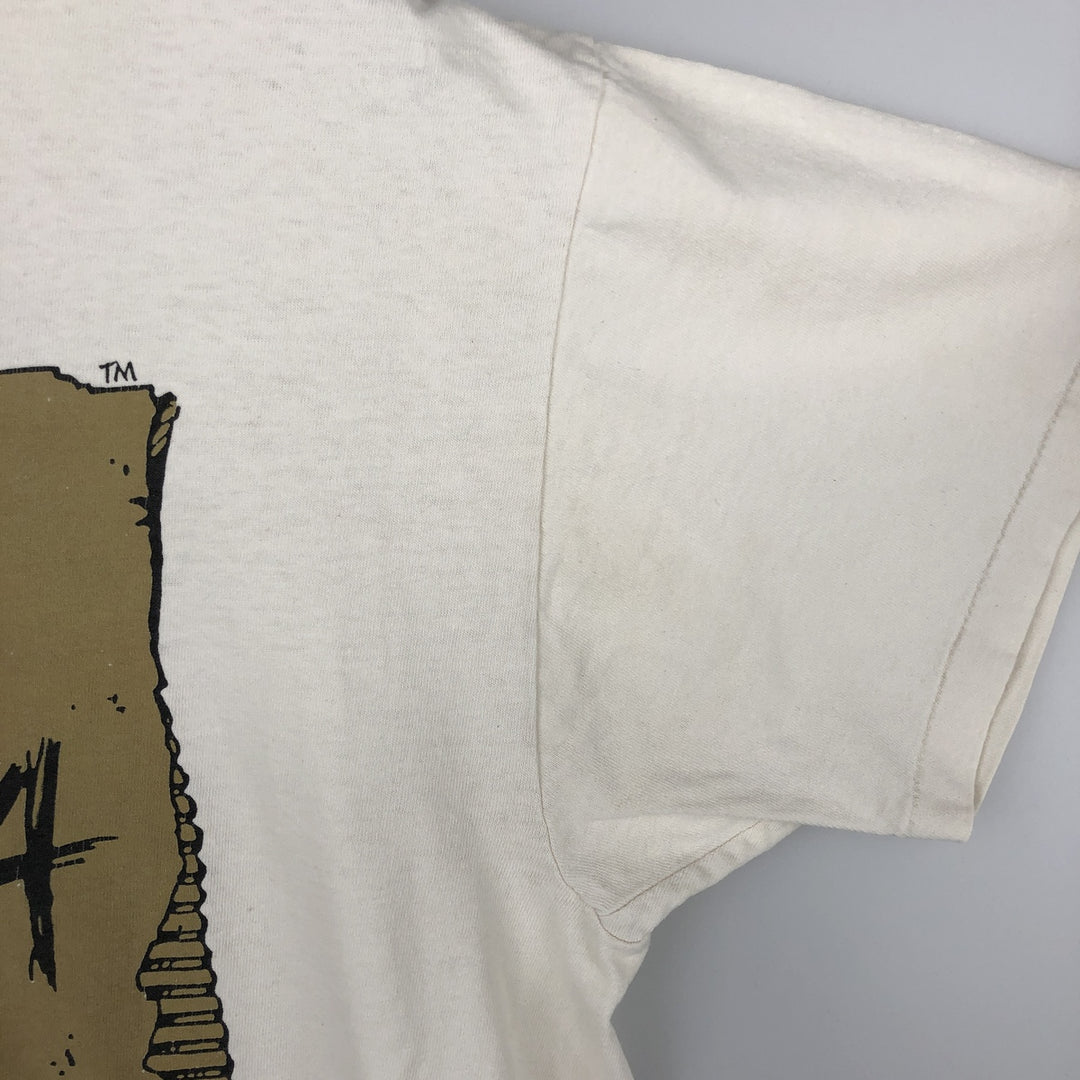 Vintage 90'S Delta DELTA Printed T-shirt, Made in USA, Men's L size cotton unbleached Vintage Second Hand