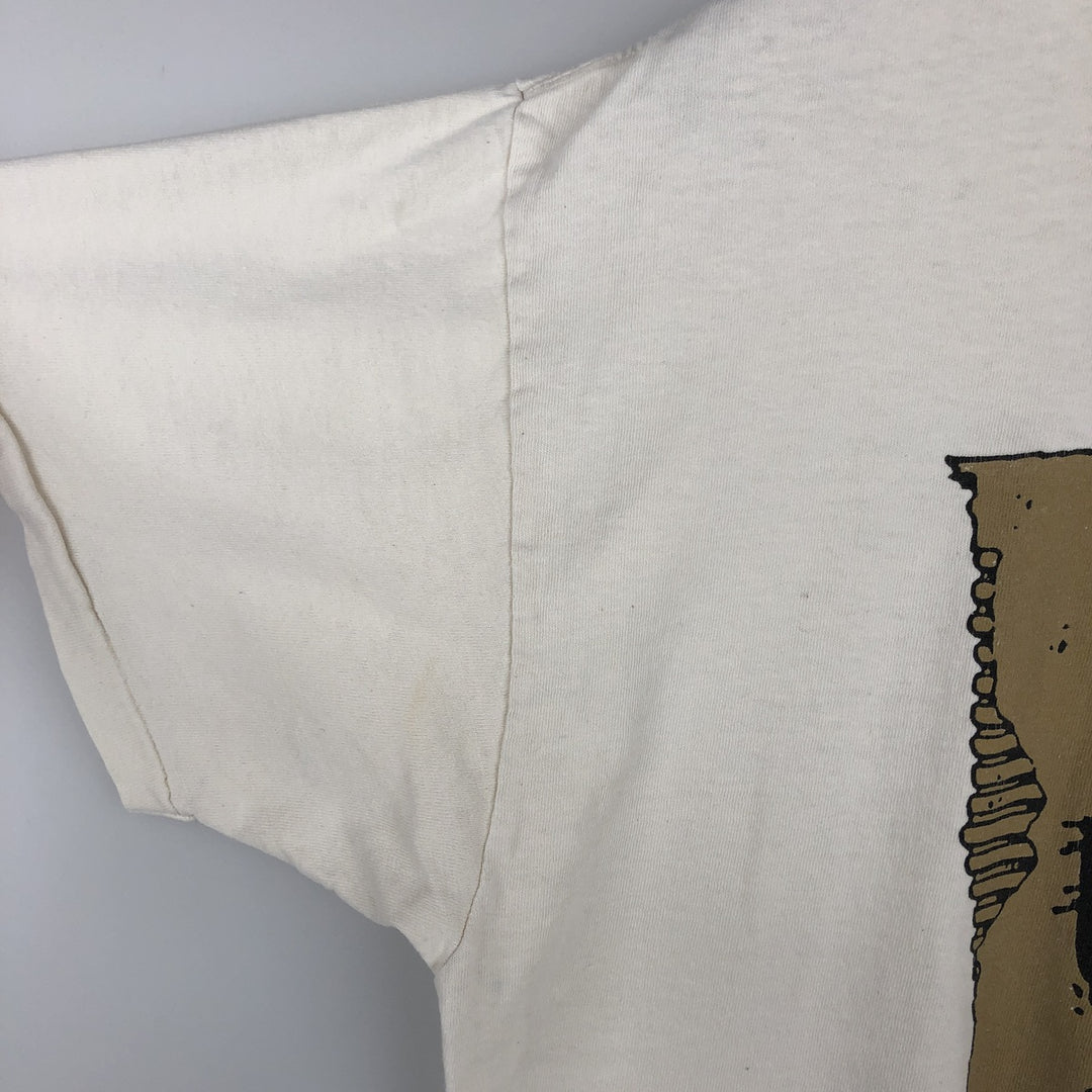 Vintage 90'S Delta DELTA Printed T-shirt, Made in USA, Men's L size cotton unbleached Vintage Second Hand