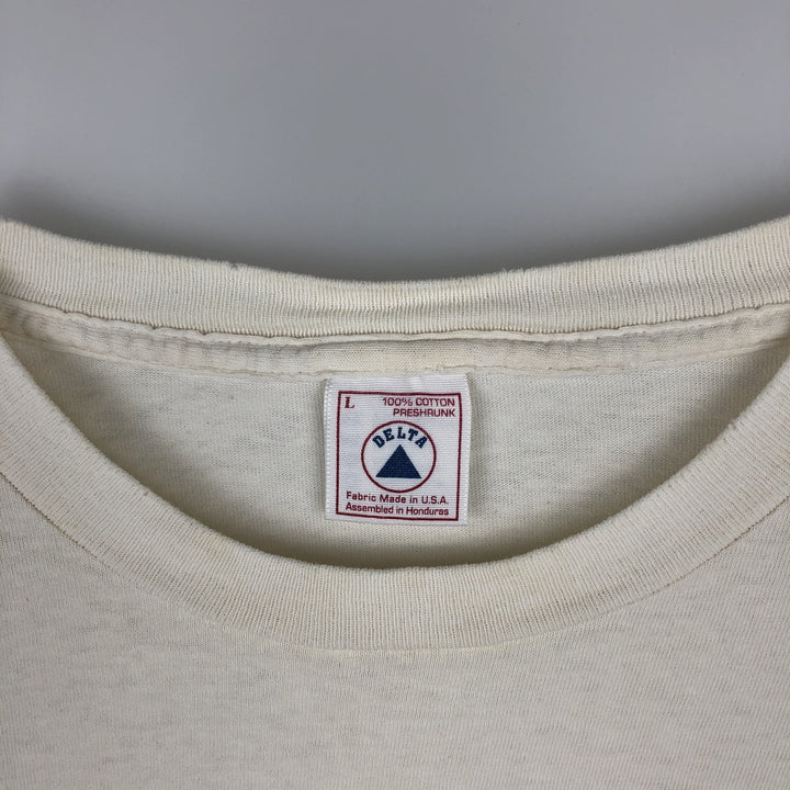 Vintage 90'S Delta DELTA Printed T-shirt, Made in USA, Men's L size cotton unbleached Vintage Second Hand