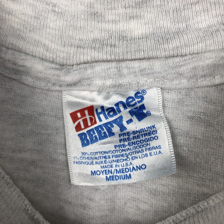 90'S Hanes BEEFY-T Printed T-shirt, Made in USA, Men's M, Vintage cotton gray type Vintage Second Hand