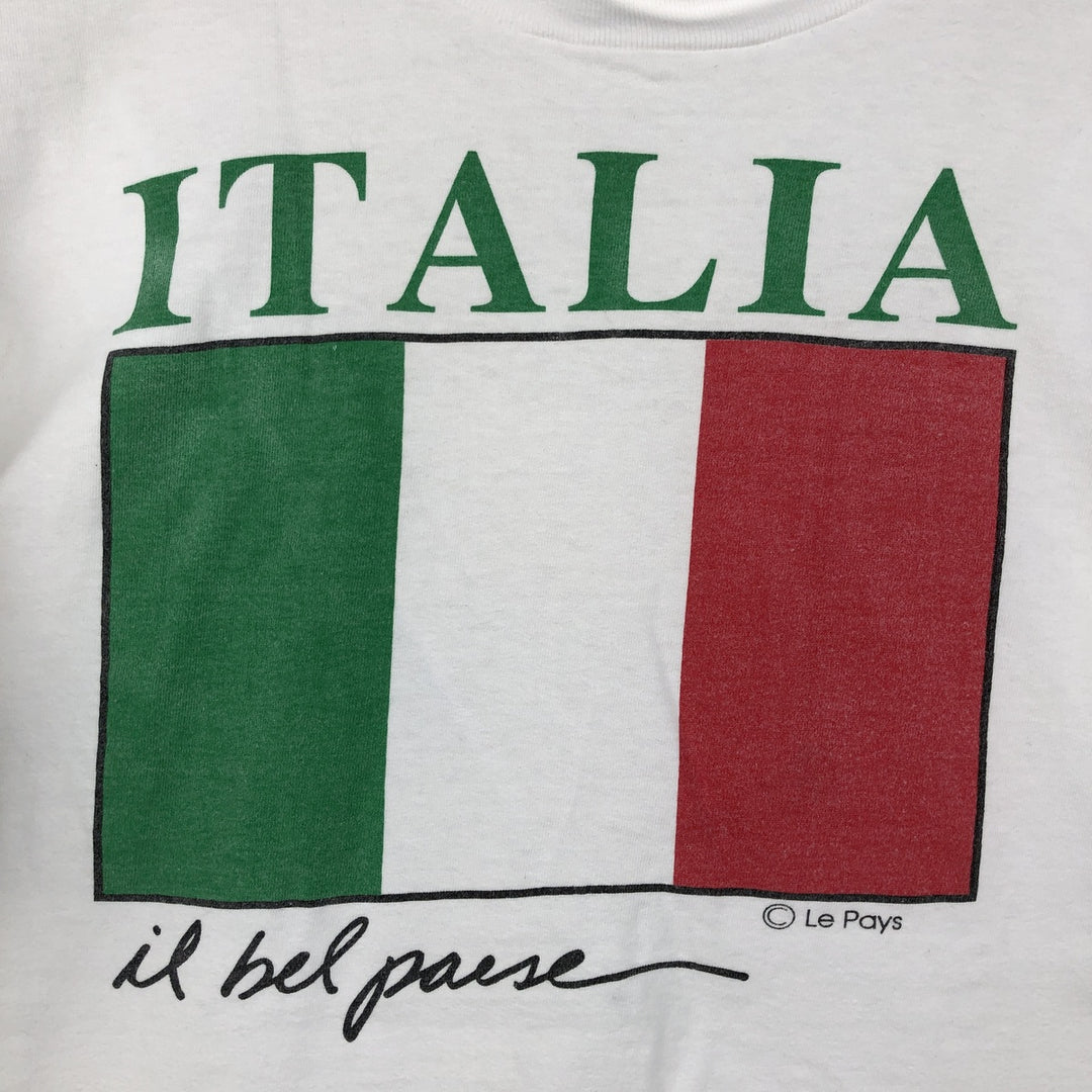 90'S LE PAYS INTERNATIONAL Flag Pattern Print T-Shirt Made in USA Men's XL Vintage cotton white type Vintage Second Hand