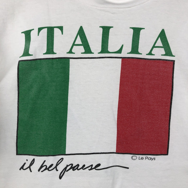 90'S LE PAYS INTERNATIONAL Flag Pattern Print T-Shirt Made in USA Men's XL Vintage cotton white type Vintage Second Hand