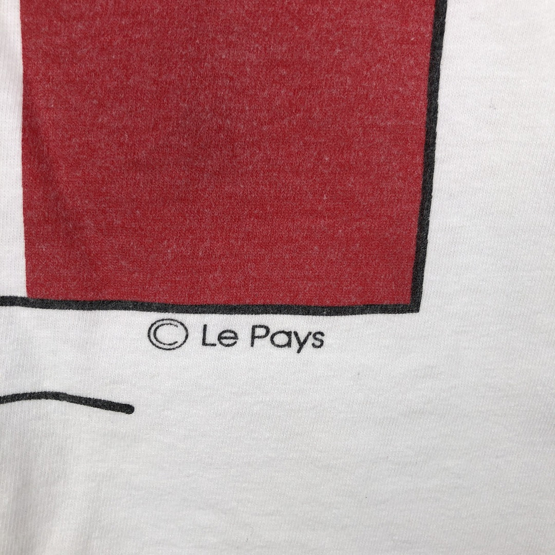 90'S LE PAYS INTERNATIONAL Flag Pattern Print T-Shirt Made in USA Men's XL Vintage cotton white type Vintage Second Hand