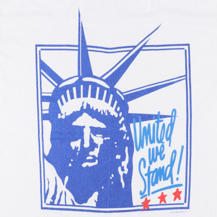 SUN Print T-Shirt, Made in USA, Men's XL Equivalent cotton white type Vintage Second Hand