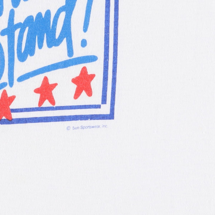 SUN Print T-Shirt, Made in USA, Men's XL Equivalent cotton white type Vintage Second Hand