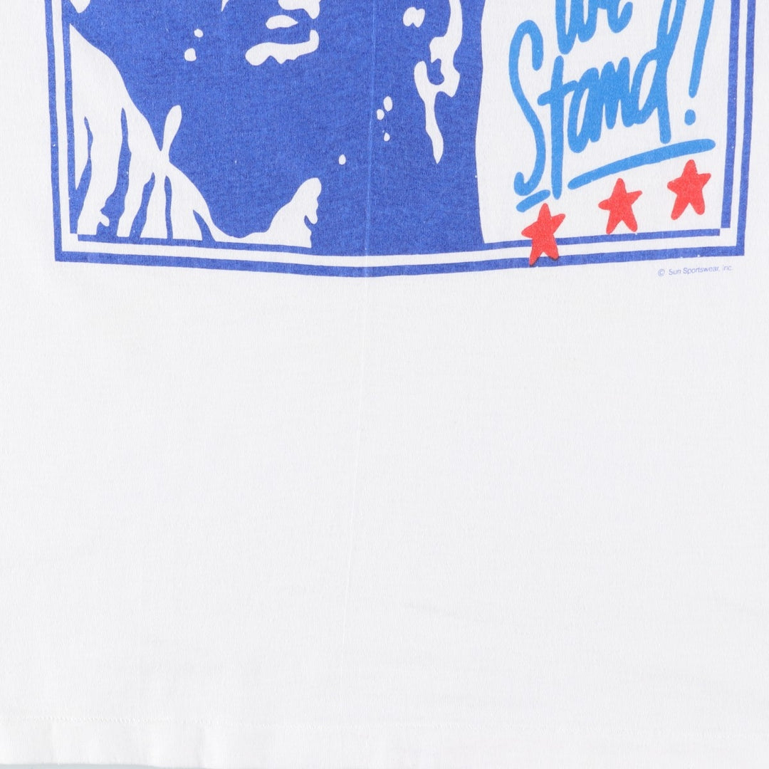 SUN Print T-Shirt, Made in USA, Men's XL Equivalent cotton white type Vintage Second Hand