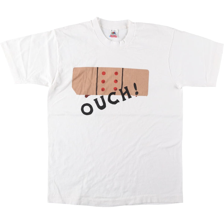 90'S Fruit of the Loom printed T-shirt, made in the USA, men's size M, vintage cotton white type Vintage Second Hand