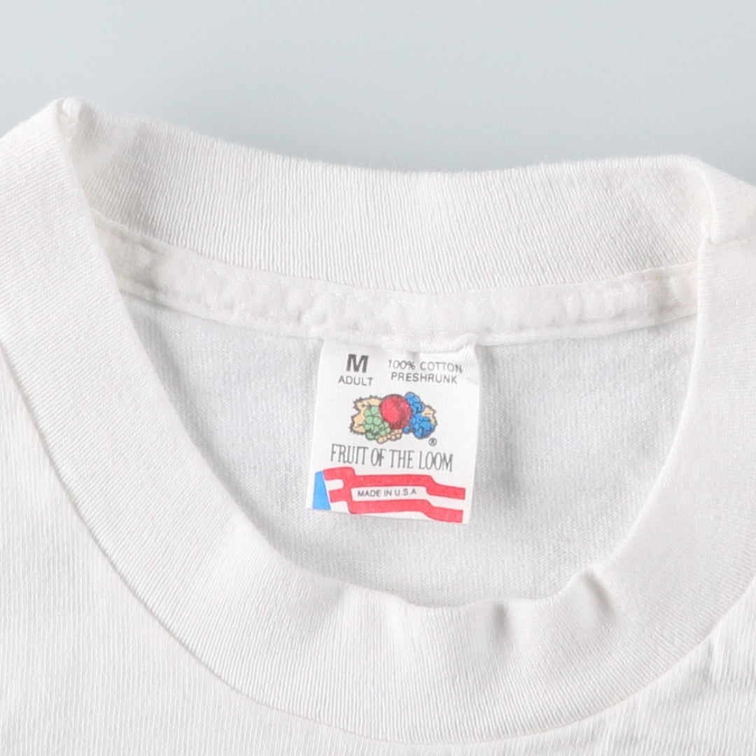 90'S Fruit of the Loom printed T-shirt, made in the USA, men's size M, vintage cotton white type Vintage Second Hand