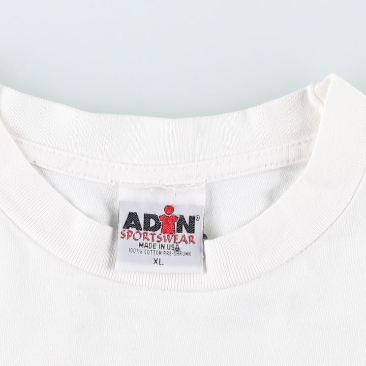ADIN Printed T-Shirt, Made in USA, Men's Size XL cotton white type Vintage Second Hand