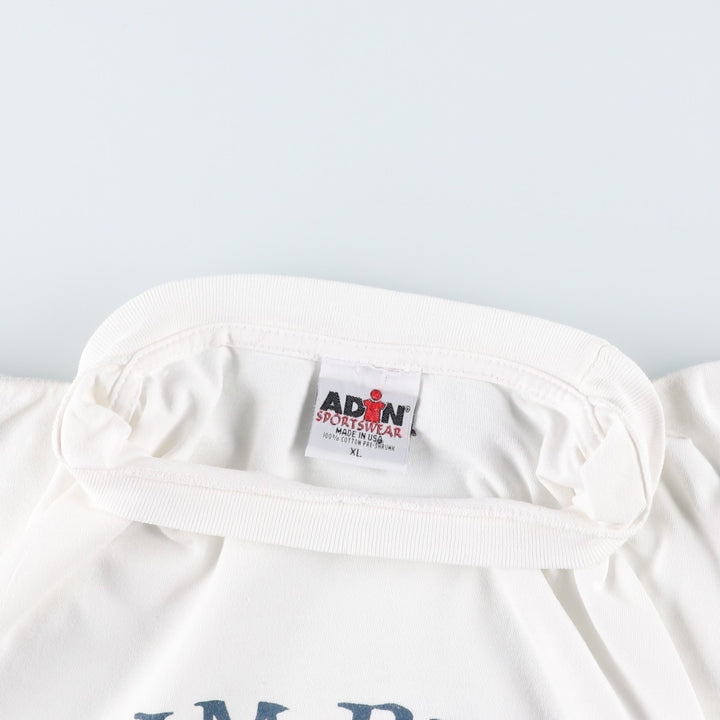 ADIN Printed T-Shirt, Made in USA, Men's Size XL cotton white type Vintage Second Hand