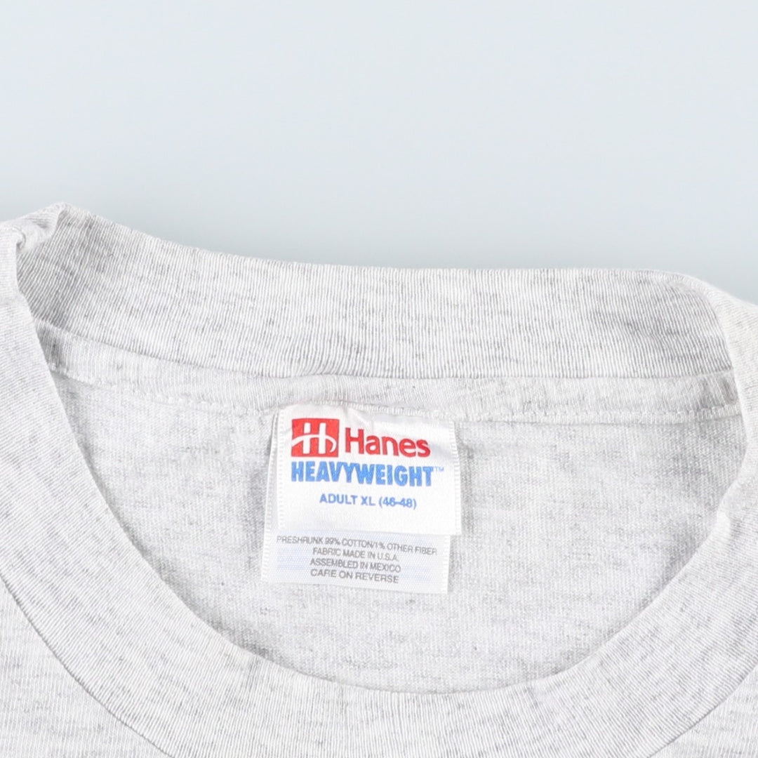 90'S Hanes Heavyweight Printed T-shirt Made in USA Men's XL Vintage cotton gray type Vintage Second Hand