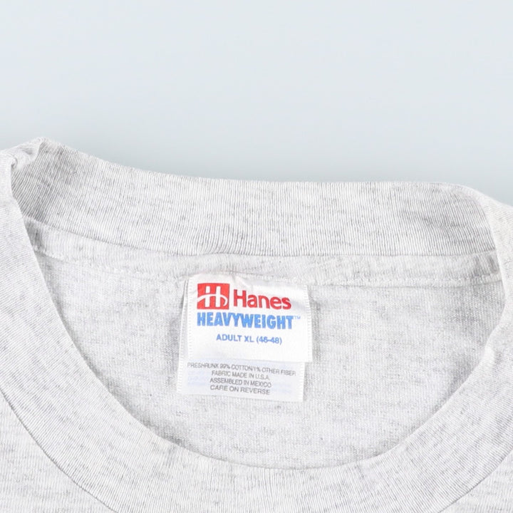 90'S Hanes Heavyweight Printed T-shirt Made in USA Men's XL Vintage cotton gray type Vintage Second Hand