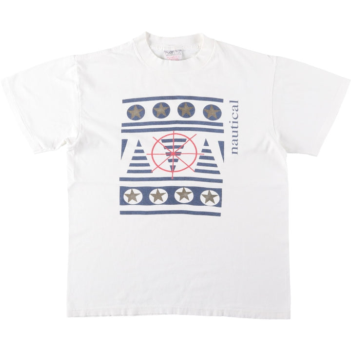 90'S ONEITA POWER-T Printed T-shirt Made in USA Men's M Vintage cotton white type Vintage Second Hand