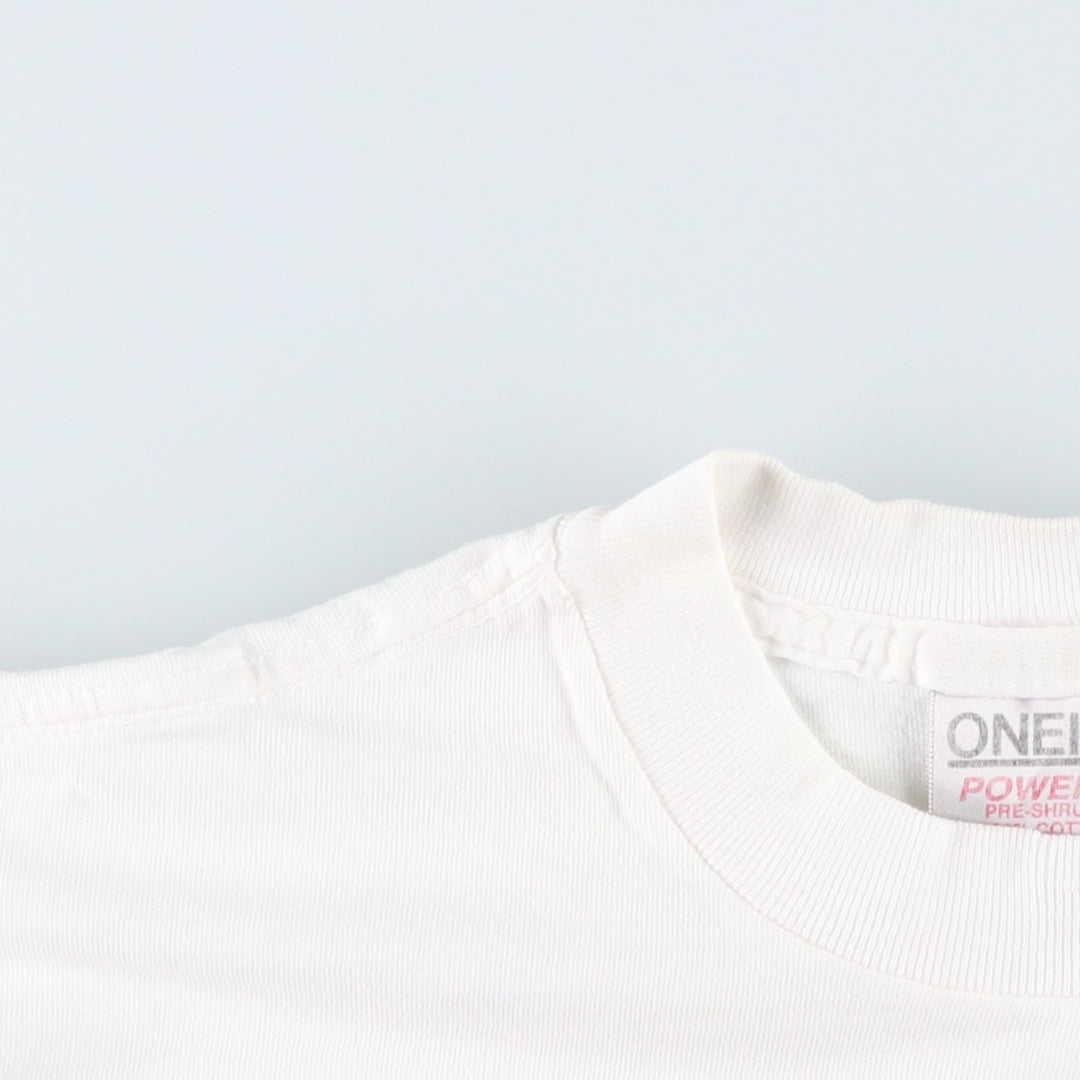 90'S ONEITA POWER-T Printed T-shirt Made in USA Men's M Vintage cotton white type Vintage Second Hand