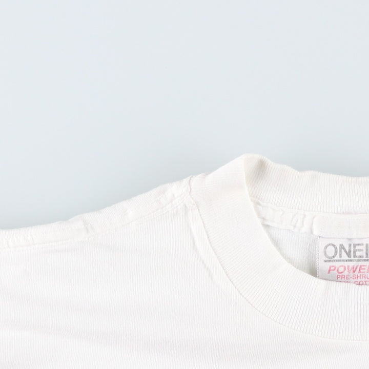 90'S ONEITA POWER-T Printed T-shirt Made in USA Men's M Vintage cotton white type Vintage Second Hand