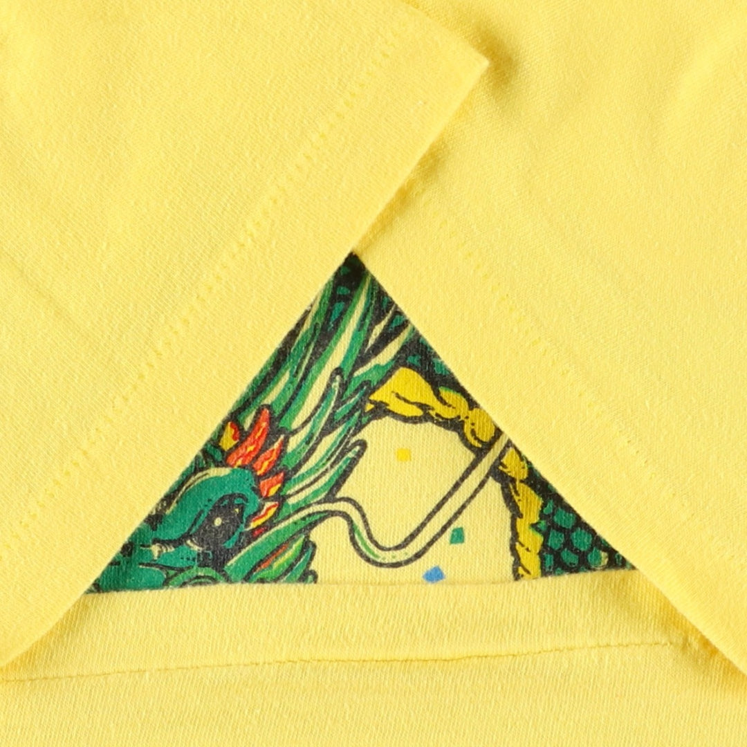 80'S SIGNAL Dragon Pattern Print T-Shirt, Made in USA, Men's Size L (approx.) cotton yellow type Vintage Second Hand