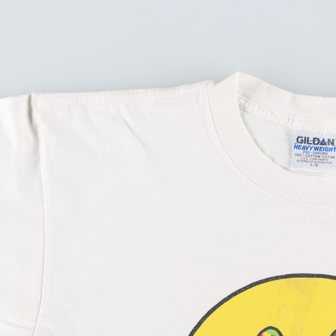 90'S Gildan Heavy Weight Smile Print T-Shirt, Men's Size L (approx.) cotton white type Vintage Second Hand