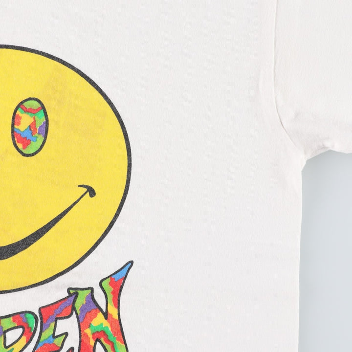 90'S Gildan Heavy Weight Smile Print T-Shirt, Men's Size L (approx.) cotton white type Vintage Second Hand