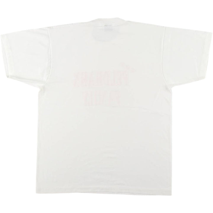 90'S Fruit of the Loom Best Printed T-shirt, Made in USA, Men's L size, Vintage cotton white type Vintage Second Hand