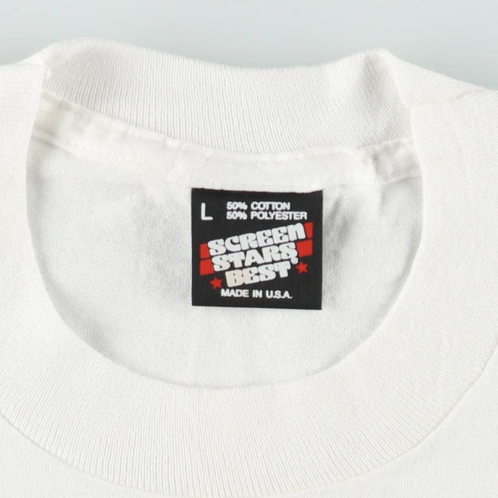 90'S Screen Stars Best TV Show Print T-Shirt, Made in USA, Men's Size L (approx.), Vintage cotton white type Vintage Second Hand