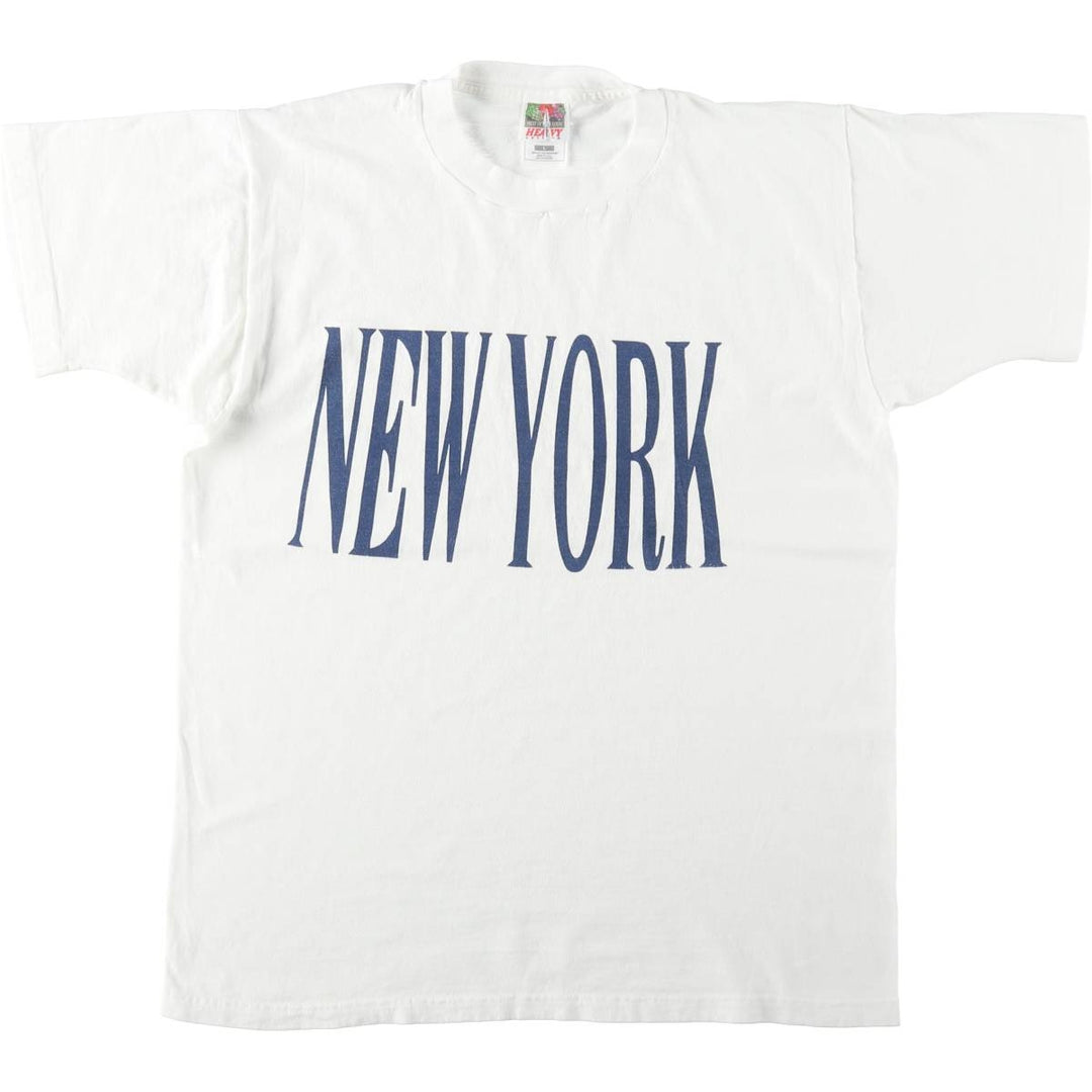 90'S Fruit of the Loom New York Souvenir T-shirt, Made in USA, Men's Size L (approx.), Vintage cotton white type Vintage Second Hand
