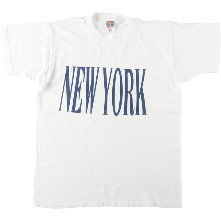 90'S Fruit of the Loom New York Souvenir T-shirt, Made in USA, Men's Size L (approx.), Vintage cotton white type Vintage Second Hand